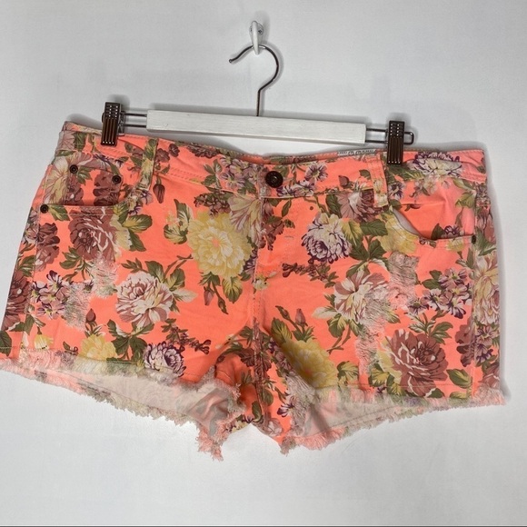 Bongo Shortie Shorts Neon Floral sz 17 - Picture 5 of 5